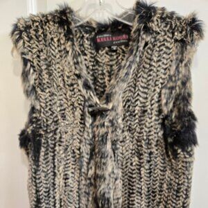 Kellie Kouri Knitted Rabbit Fur Vest Size Medium